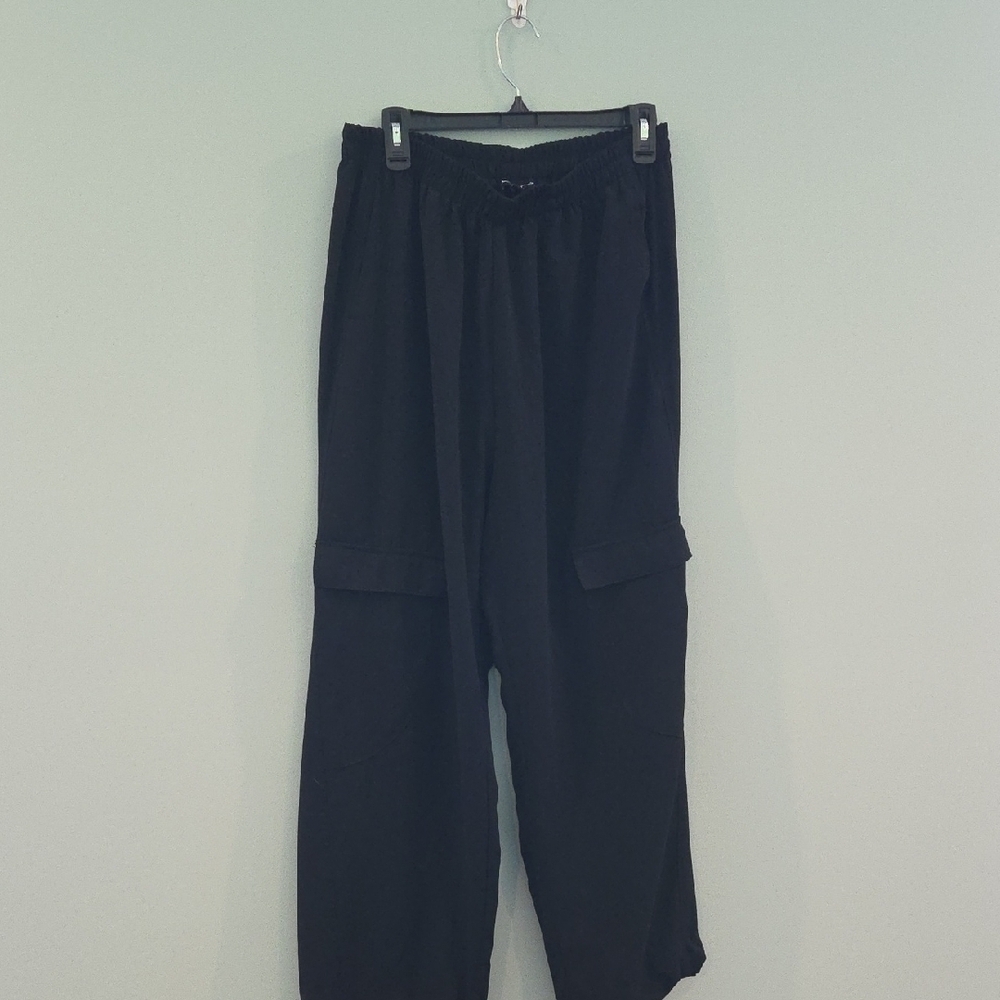 Modern Works Black Stretch Waist Cargo Relaxed Fit Pants Size XL